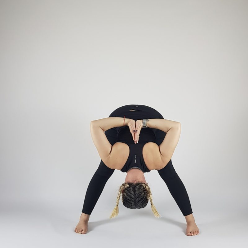 Wide-Legged Forward Fold Prayer Hands