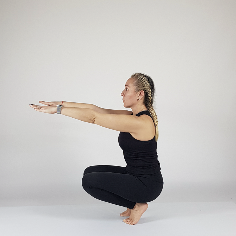 Garland Pose Arms Forward